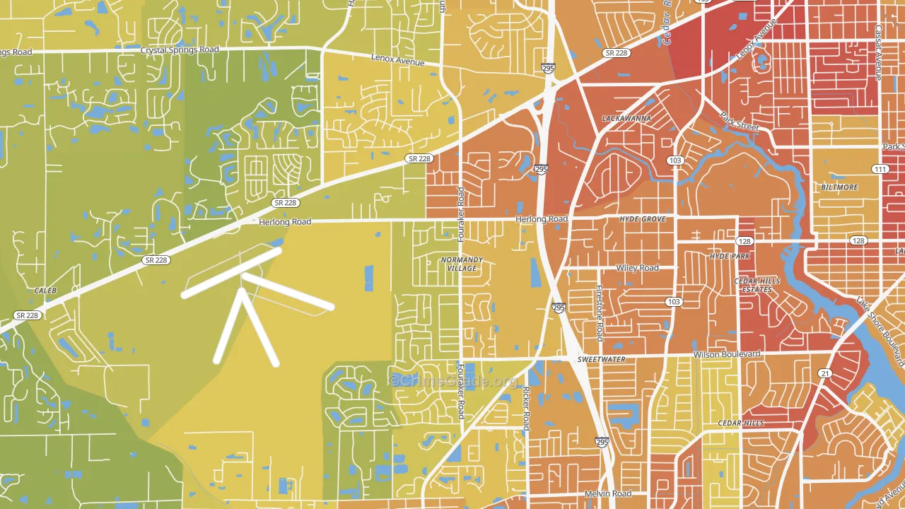 Normandy Manor, Jacksonville, FL Map of Vehicle Theft Rates