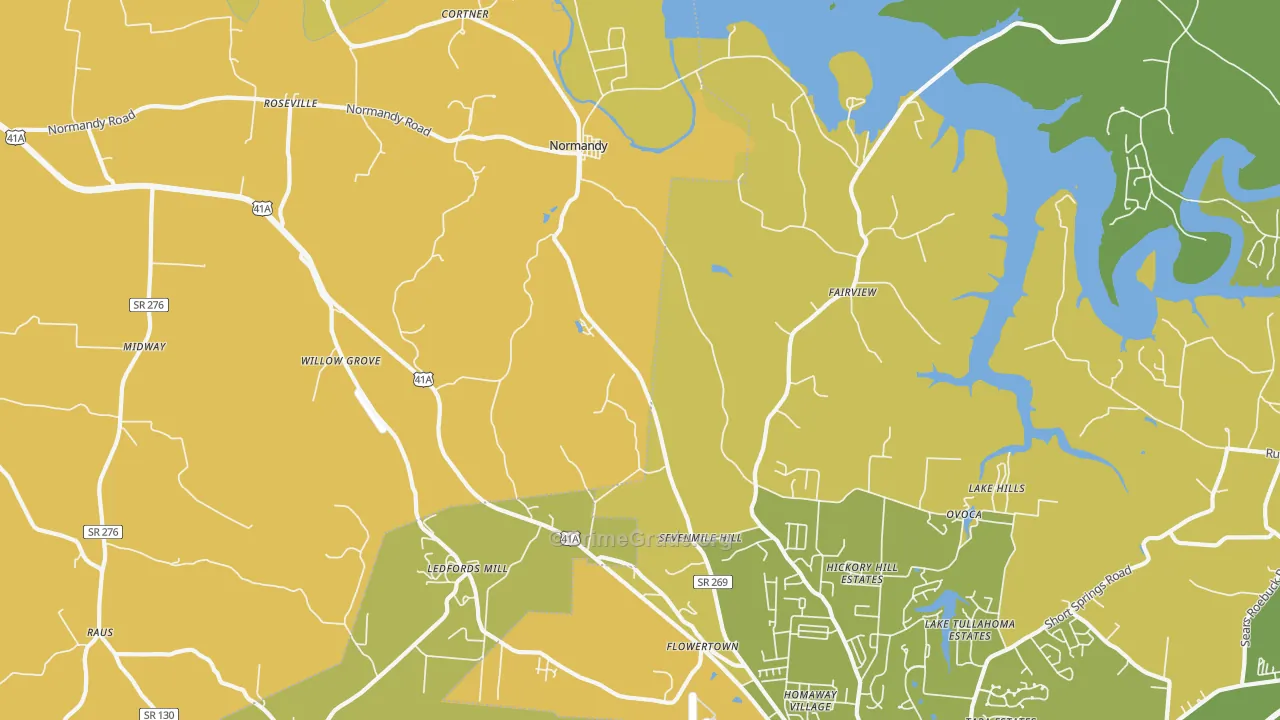 Normandy, TN Map of Vehicle Theft Rates