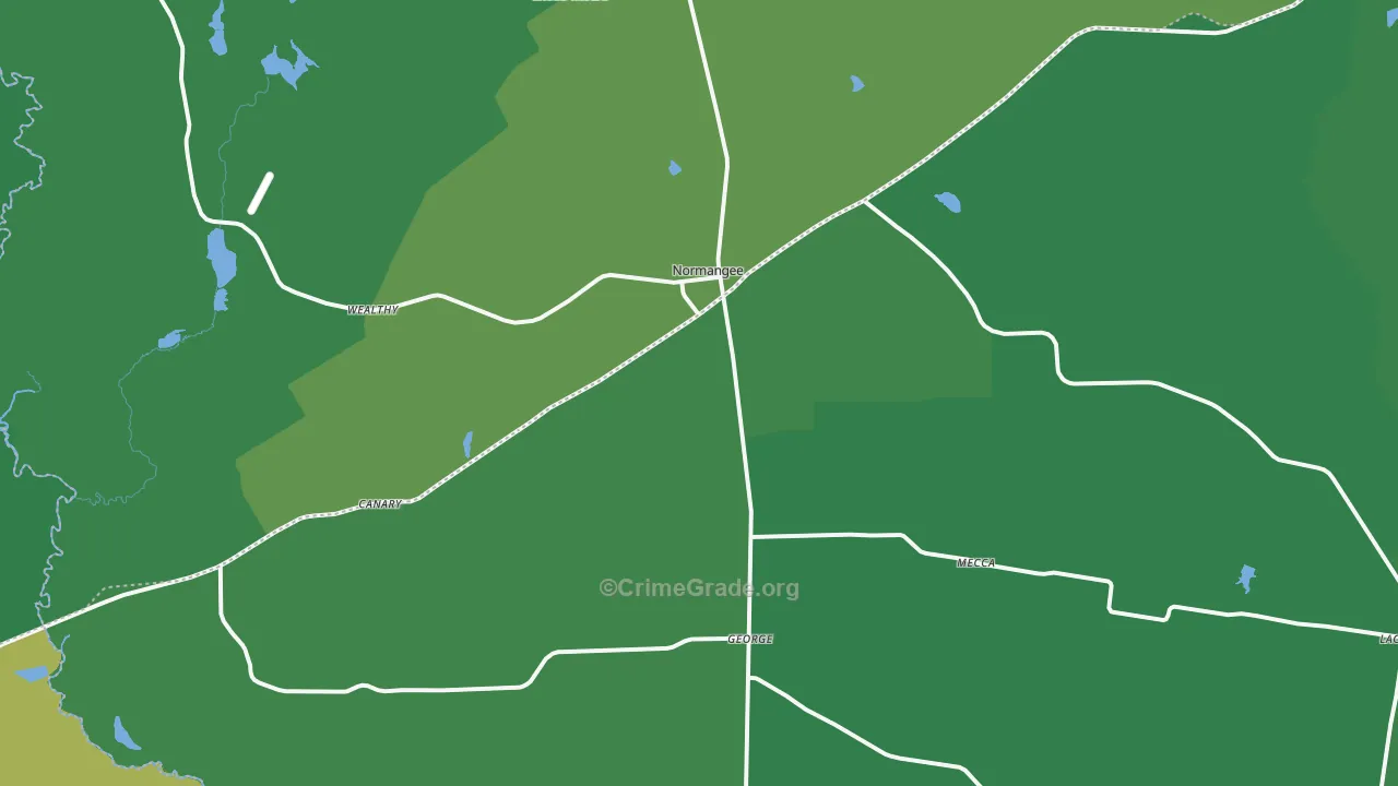 Normangee, TX Map of Vehicle Theft Rates
