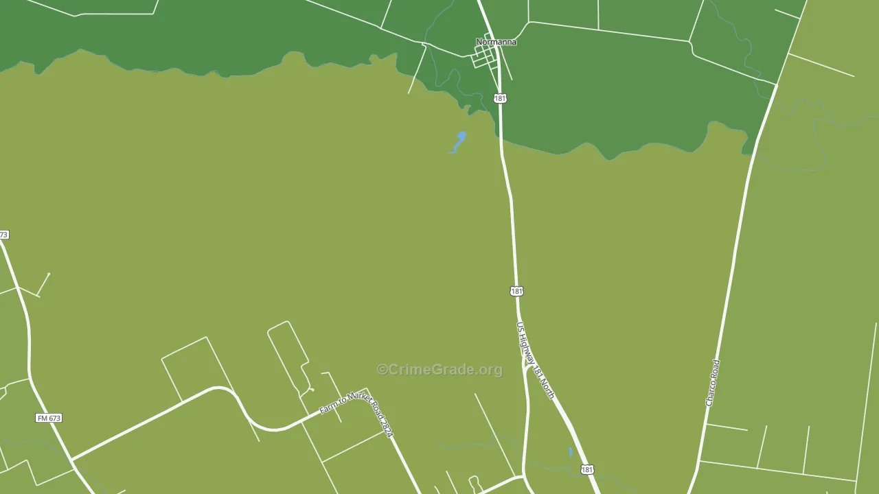 Normanna, TX Map of Vehicle Theft Rates