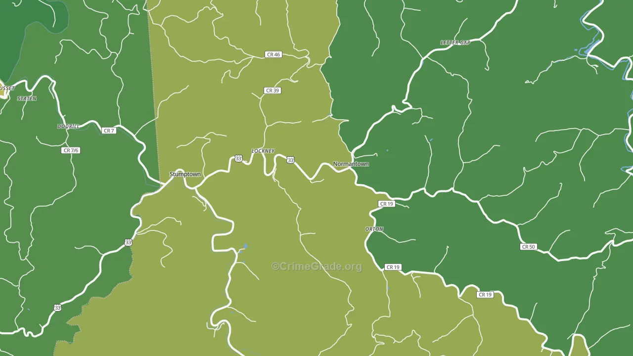 Normantown, WV Map of Vehicle Theft Rates