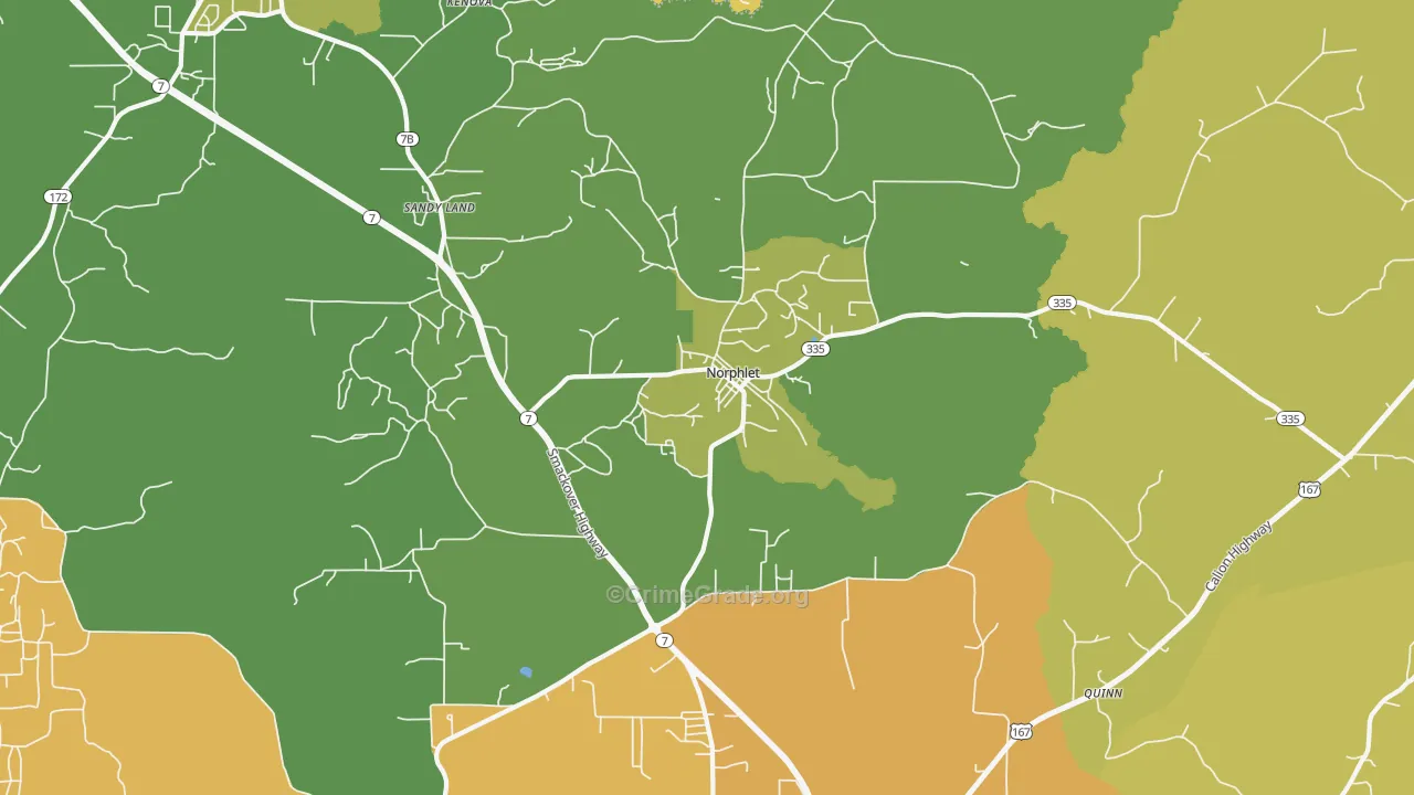 Norphlet, AR Map of Vehicle Theft Rates