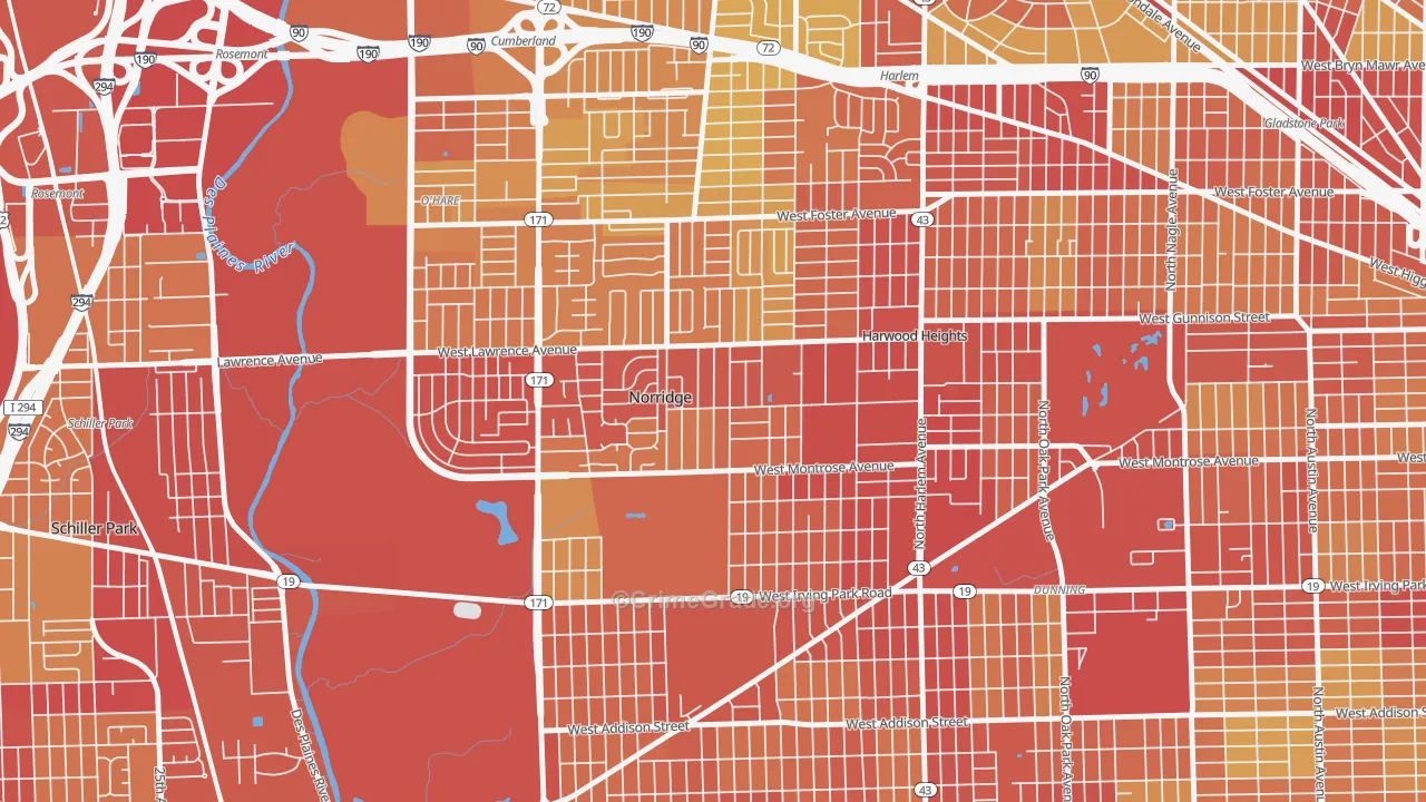 Norridge, IL Map of Vehicle Theft Rates
