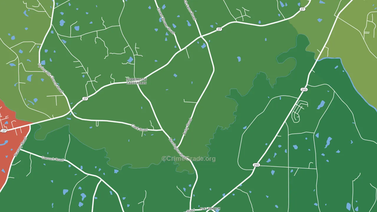 Norrington Crossroads, NC Map of Vehicle Theft Rates