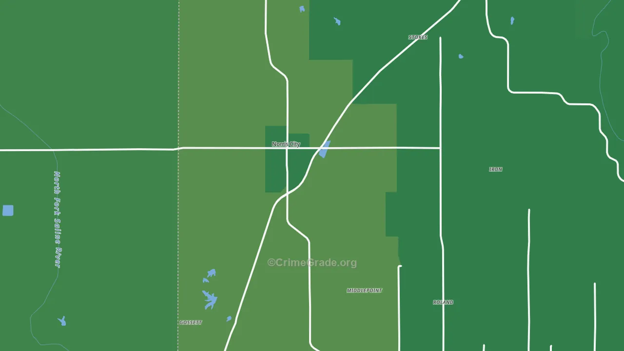 Norris City, IL Map of Vehicle Theft Rates