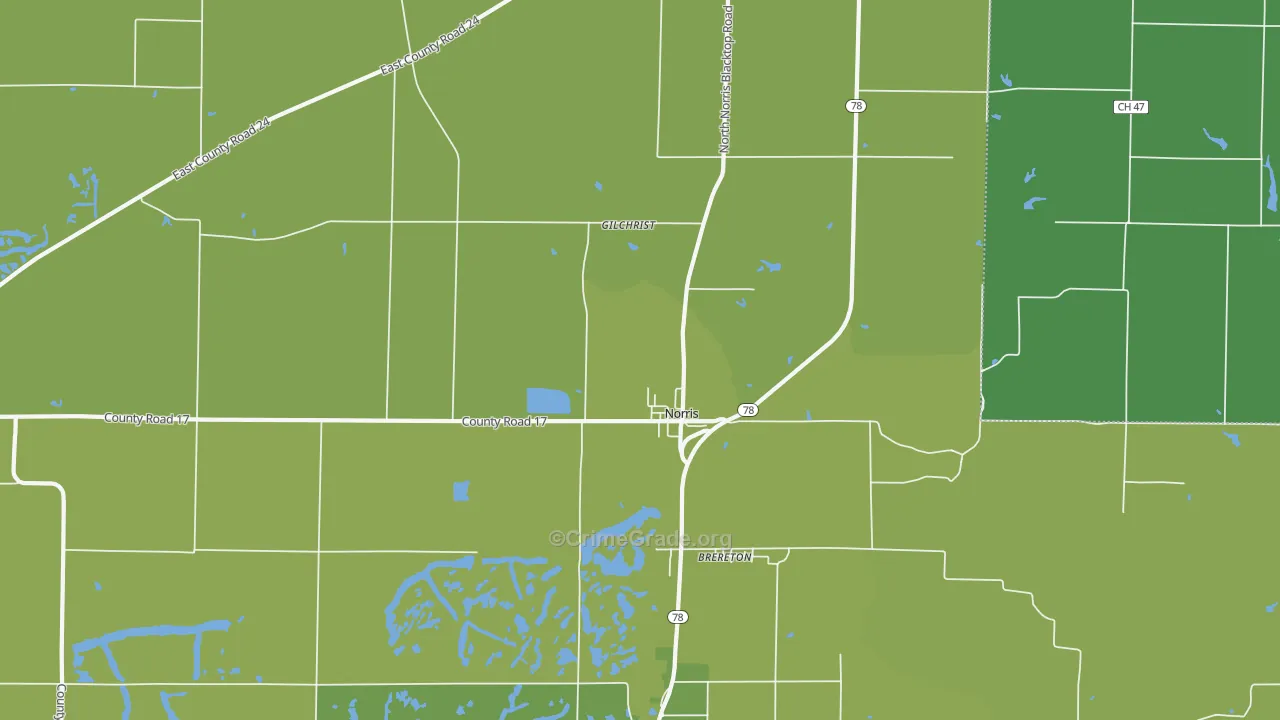 Norris, IL Map of Vehicle Theft Rates