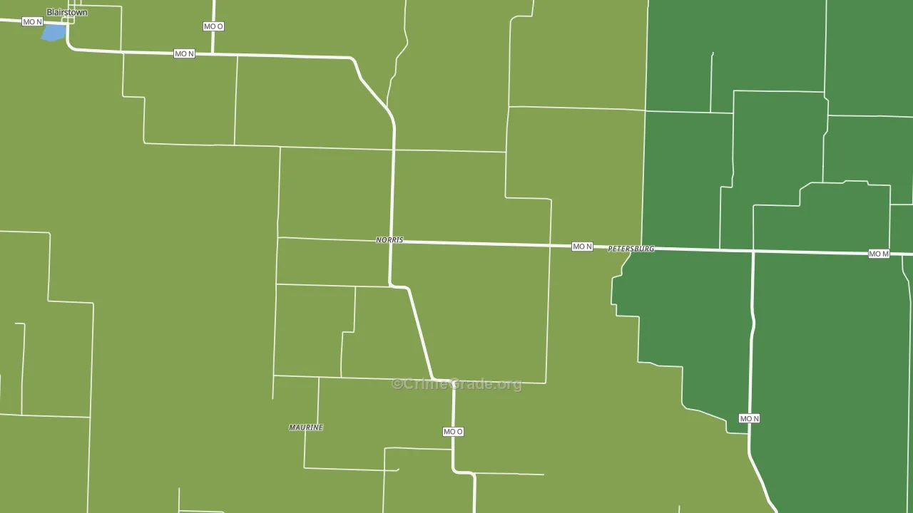 Norris, MO Map of Vehicle Theft Rates