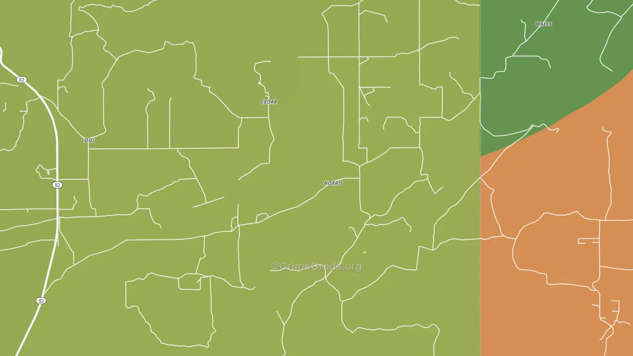 Norris, OK Map of Vehicle Theft Rates