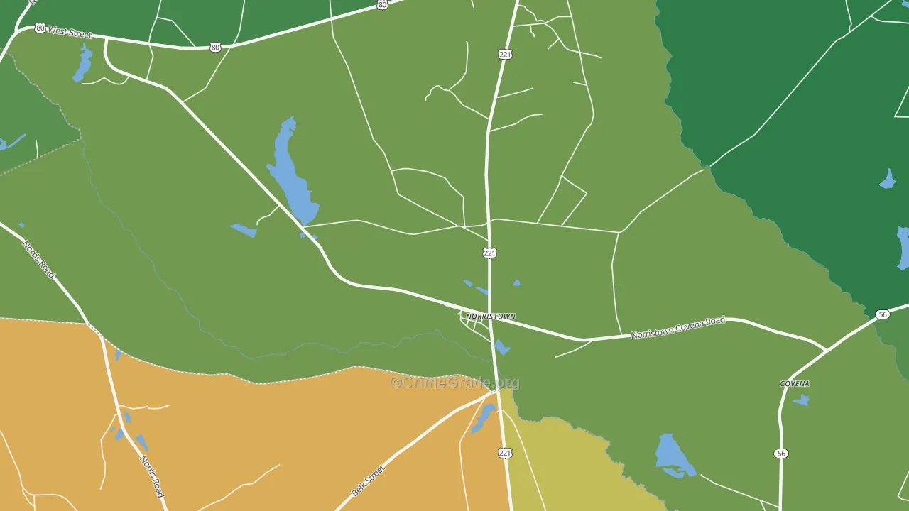 Norristown, GA Map of Vehicle Theft Rates
