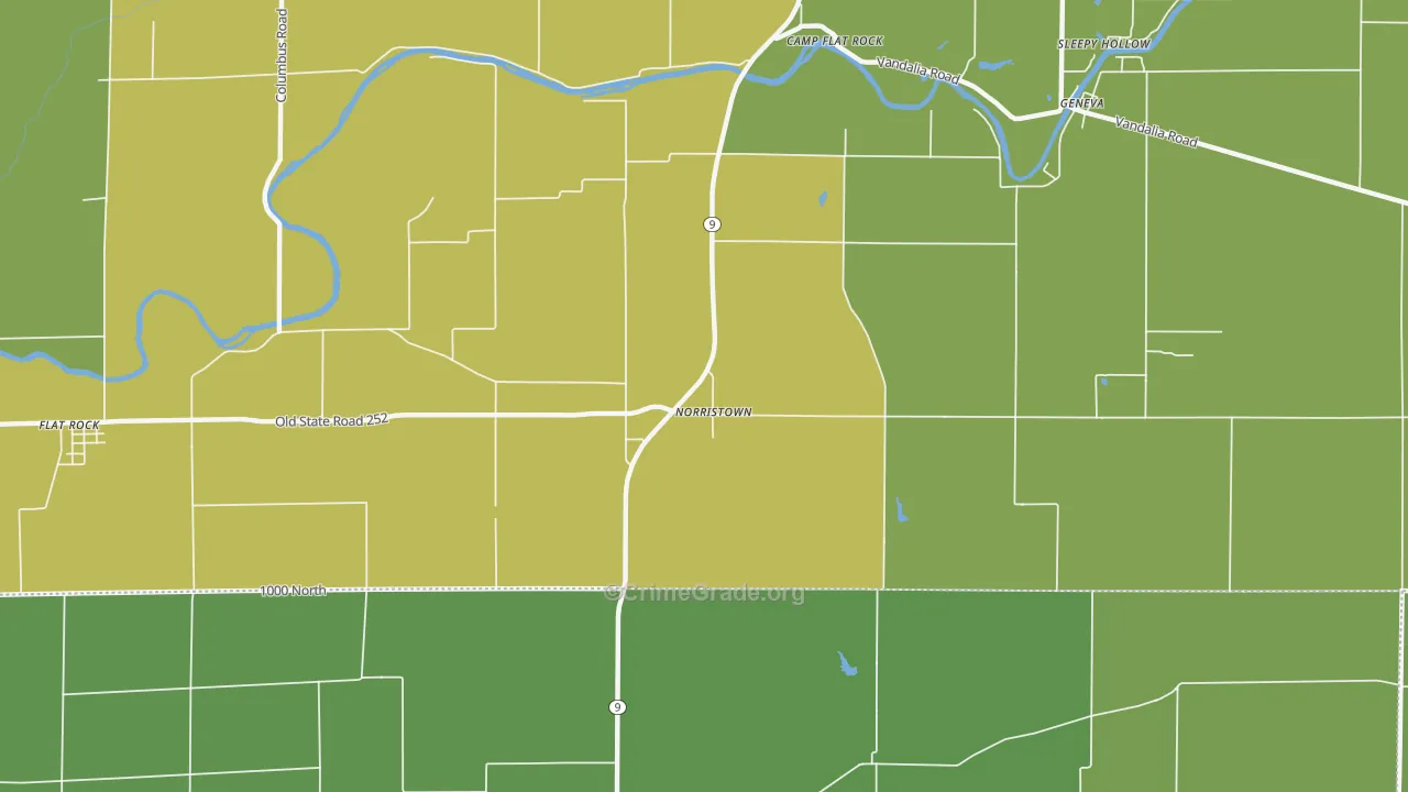 Norristown, IN Map of Vehicle Theft Rates