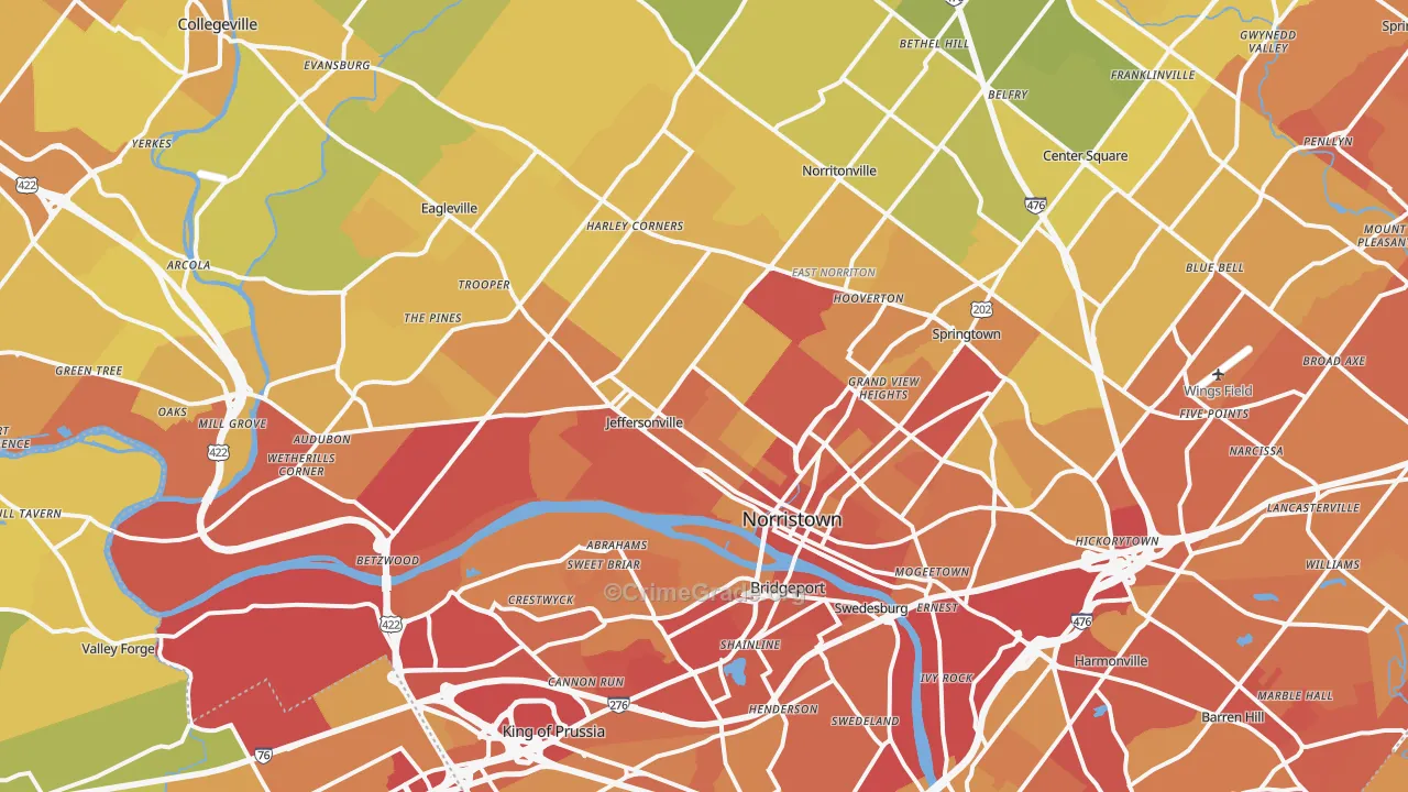 Norristown, PA Map of Vehicle Theft Rates