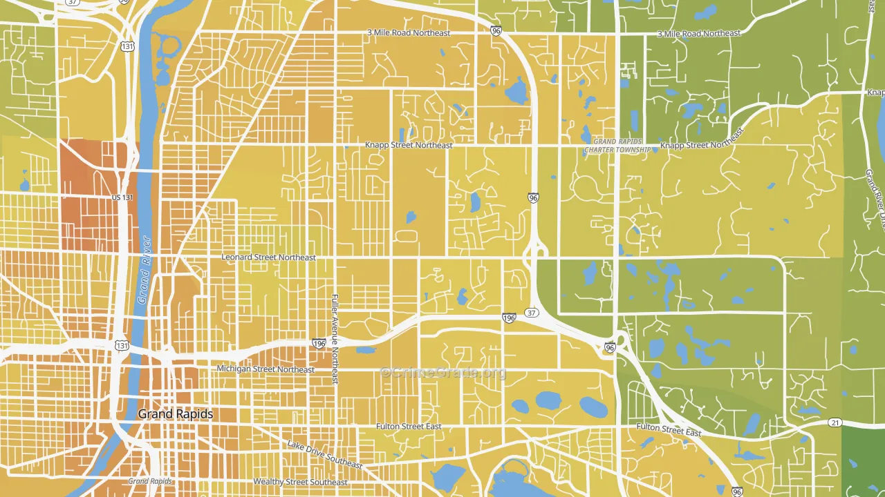Norteast Citizens Action, Grand Rapids, MI Map of Vehicle Theft Rates