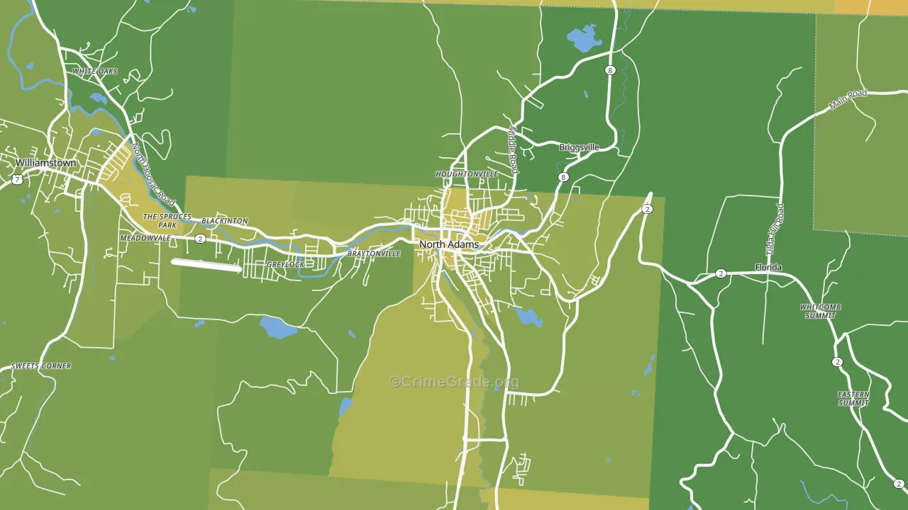 North Adams, MA Map of Vehicle Theft Rates