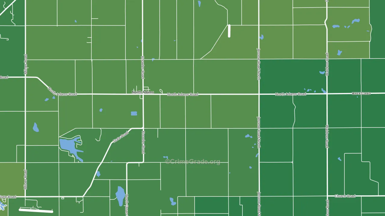 North Adams, MI Map of Vehicle Theft Rates