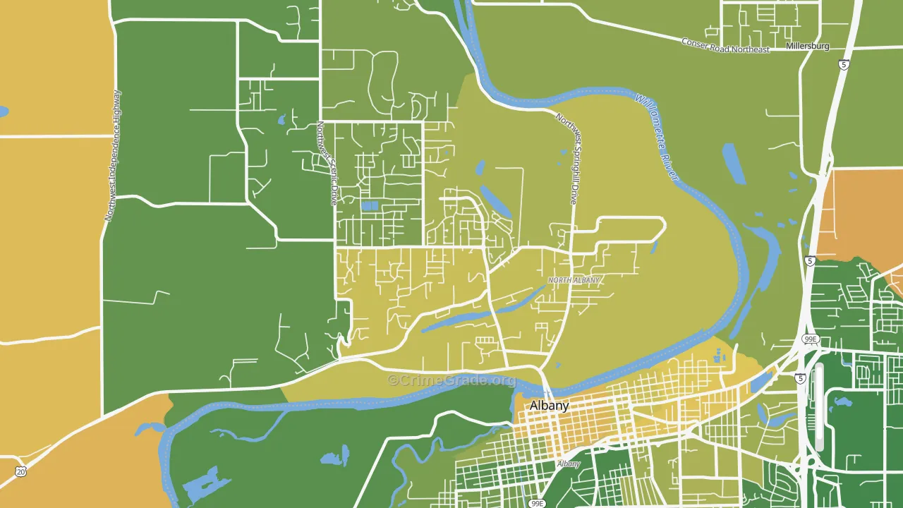 North Albany, Albany, OR Map of Vehicle Theft Rates