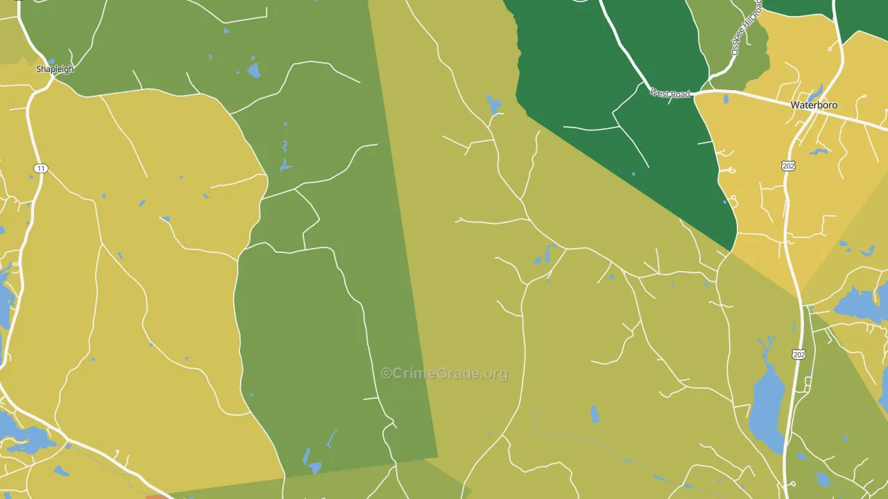 North Alfred, ME Map of Vehicle Theft Rates