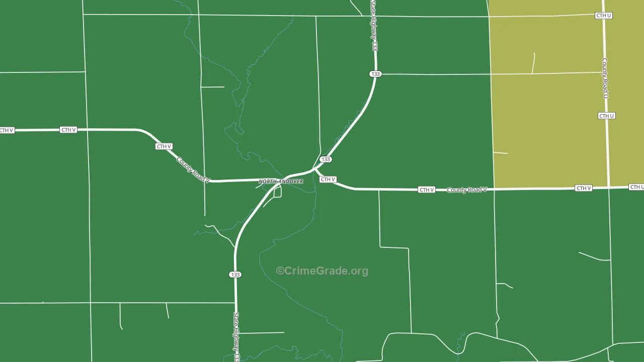 North Andover, WI Map of Vehicle Theft Rates