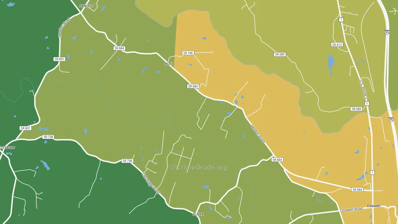 North Anna, VA Map of Vehicle Theft Rates