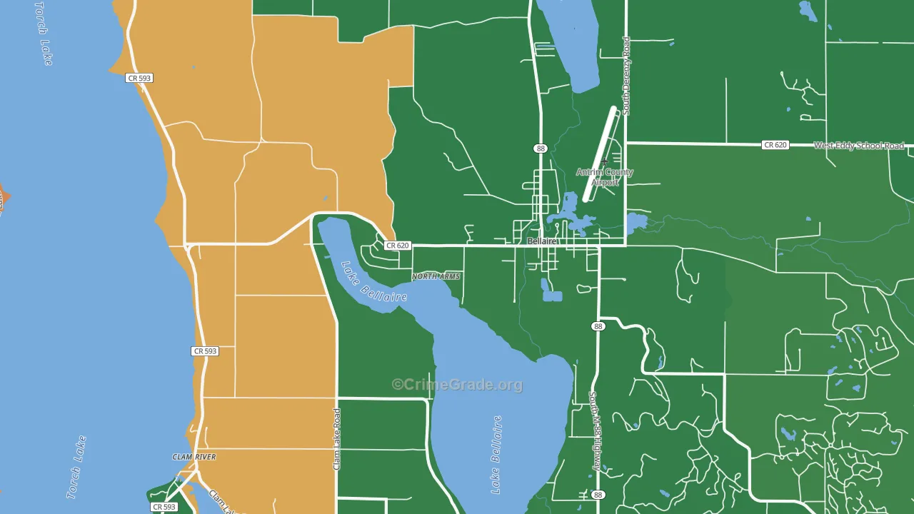 North Arms, MI Map of Vehicle Theft Rates