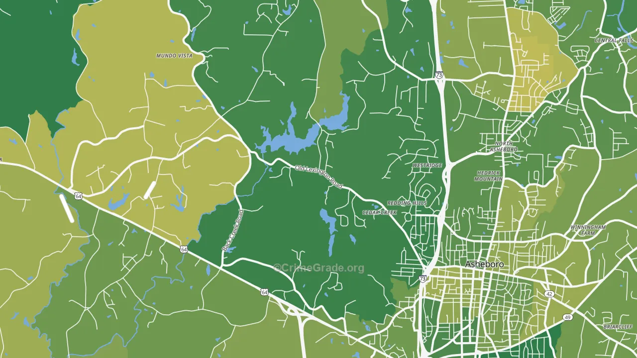 North Asheboro, NC Map of Vehicle Theft Rates