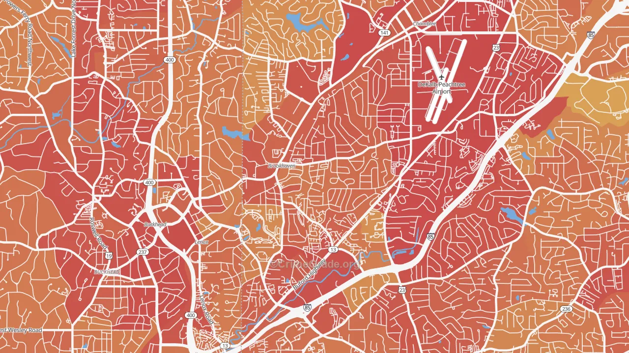 North Atlanta, GA Map of Vehicle Theft Rates