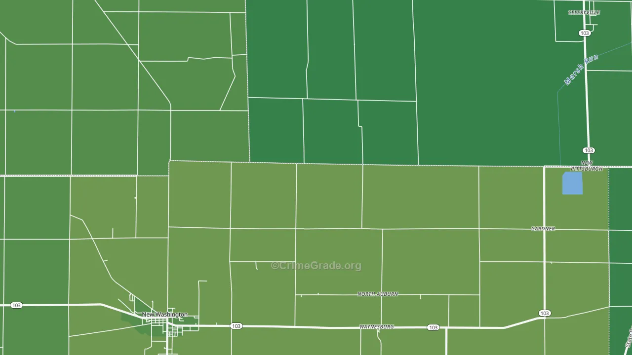 North Auburn, OH Map of Vehicle Theft Rates