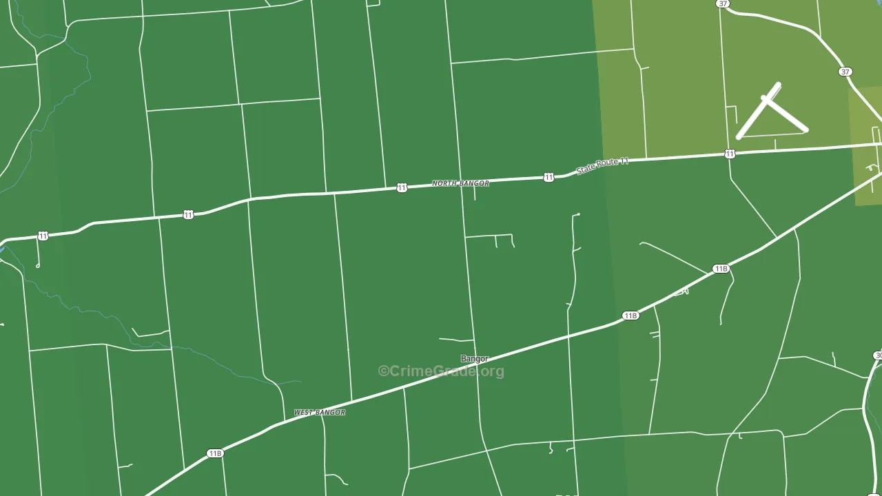 North Bangor, NY Map of Vehicle Theft Rates