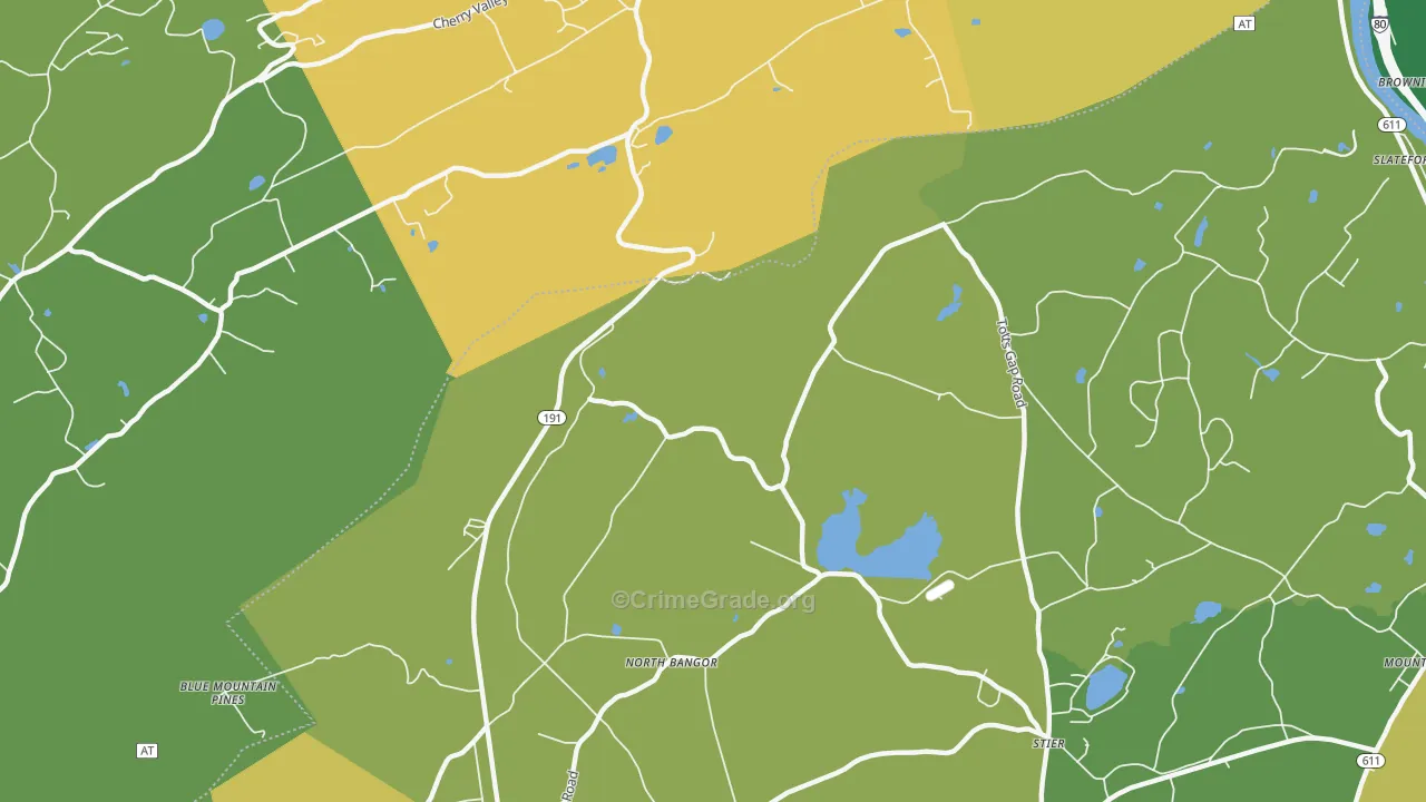 North Bangor, PA Map of Vehicle Theft Rates