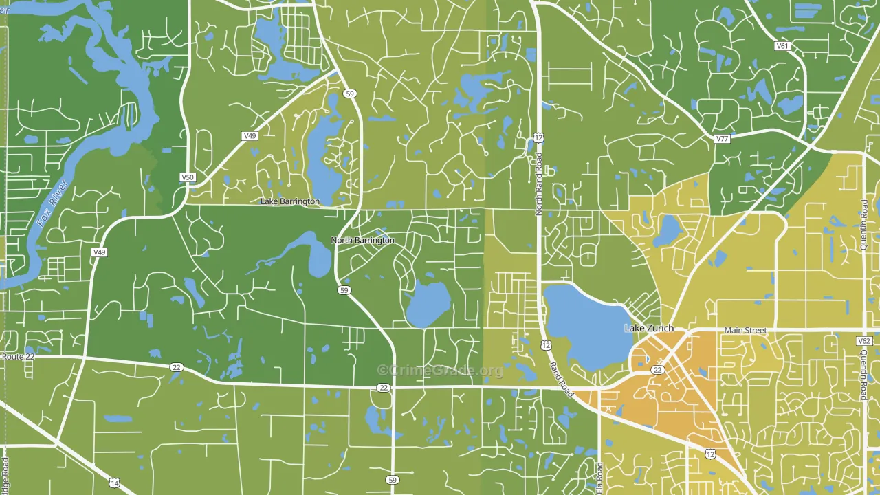 North Barrington, IL Map of Vehicle Theft Rates