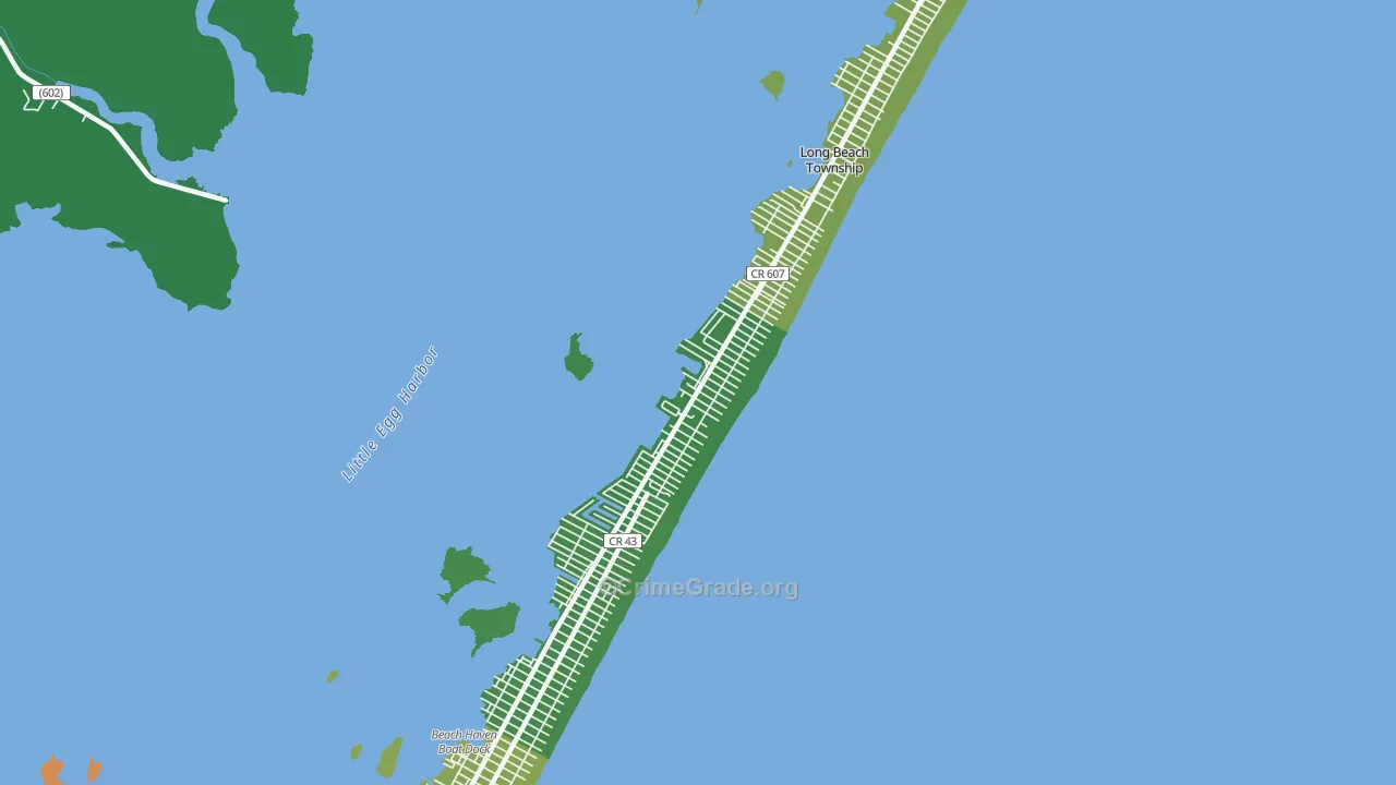 North Beach Haven, NJ Map of Vehicle Theft Rates