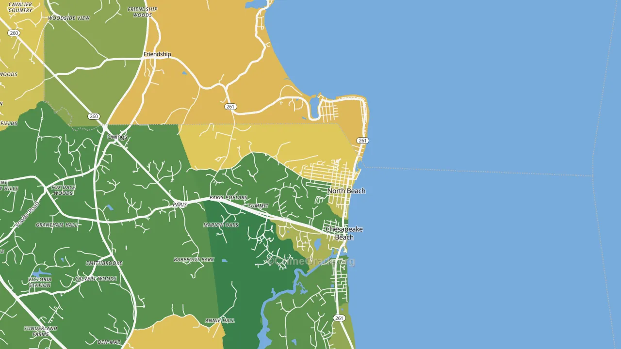North Beach, MD Map of Vehicle Theft Rates