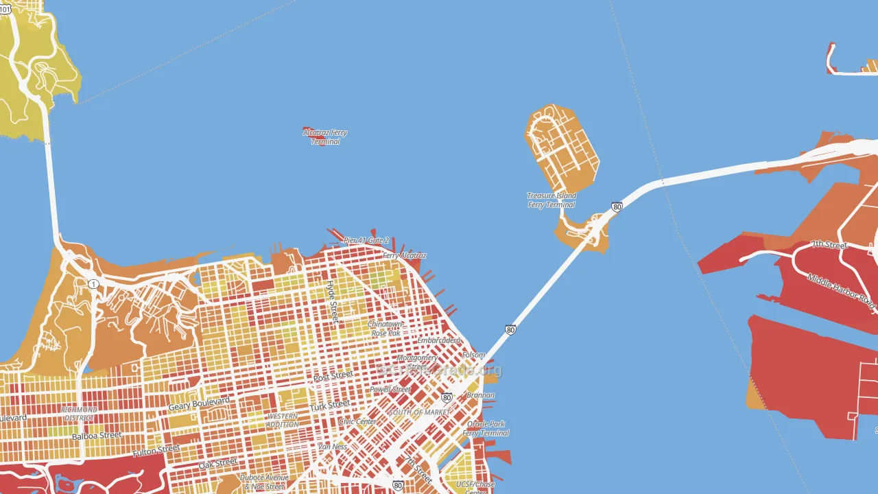 North Beach, San Francisco, CA Map of Vehicle Theft Rates