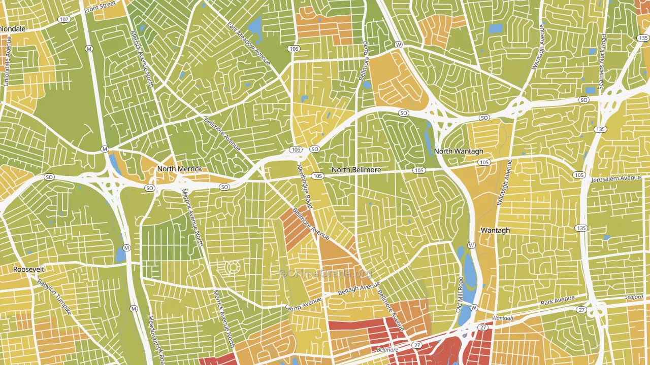 North Bellmore, NY Map of Vehicle Theft Rates