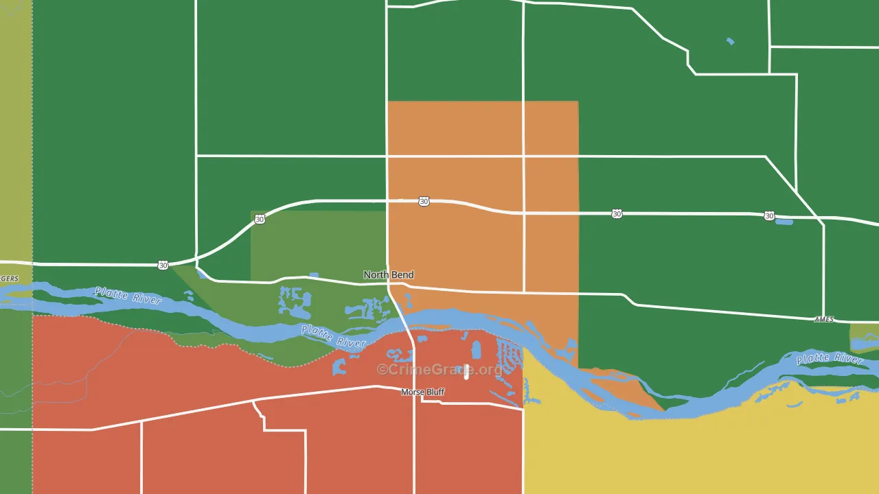 North Bend, NE Map of Vehicle Theft Rates