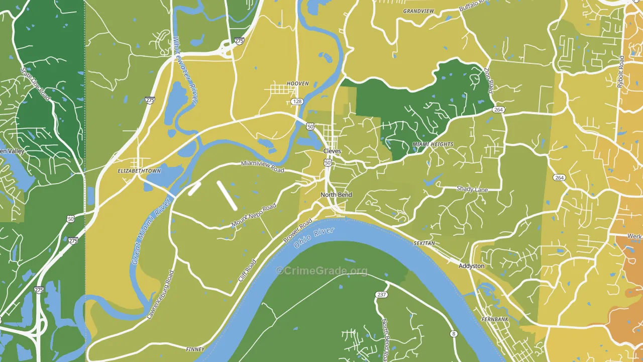 North Bend, OH Map of Vehicle Theft Rates