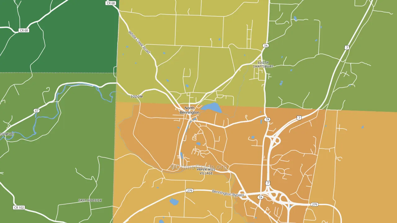 North Bennington, VT Map of Vehicle Theft Rates