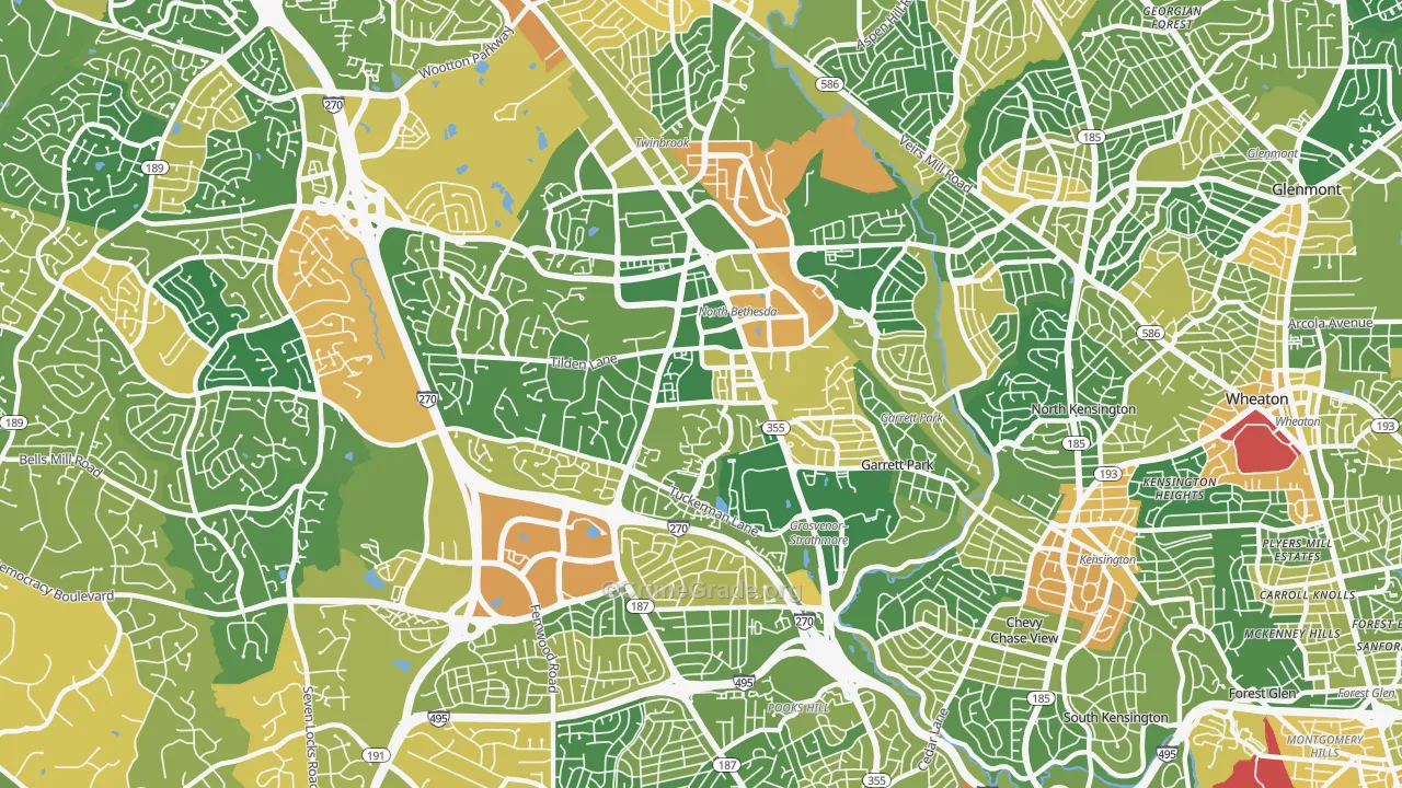 North Bethesda, MD Map of Vehicle Theft Rates