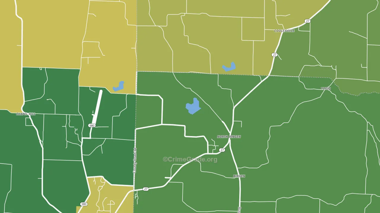 North Bingen, AR Map of Vehicle Theft Rates