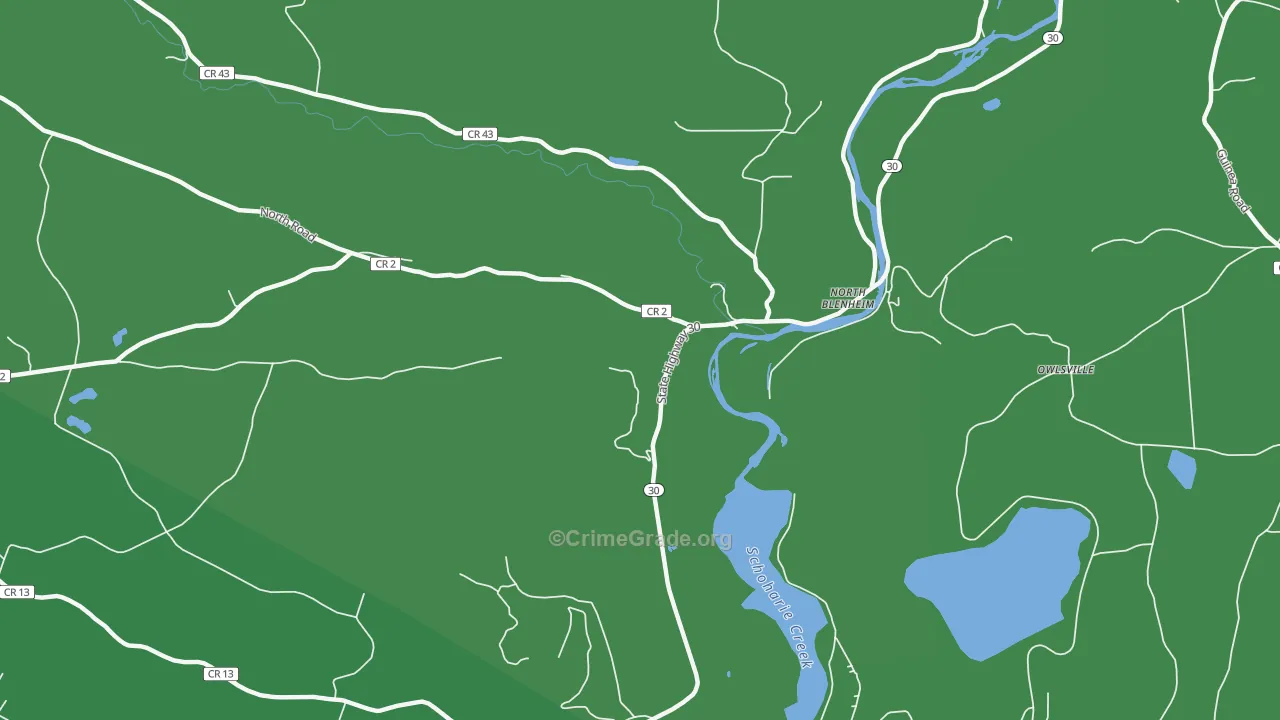 North Blenheim, NY Map of Vehicle Theft Rates