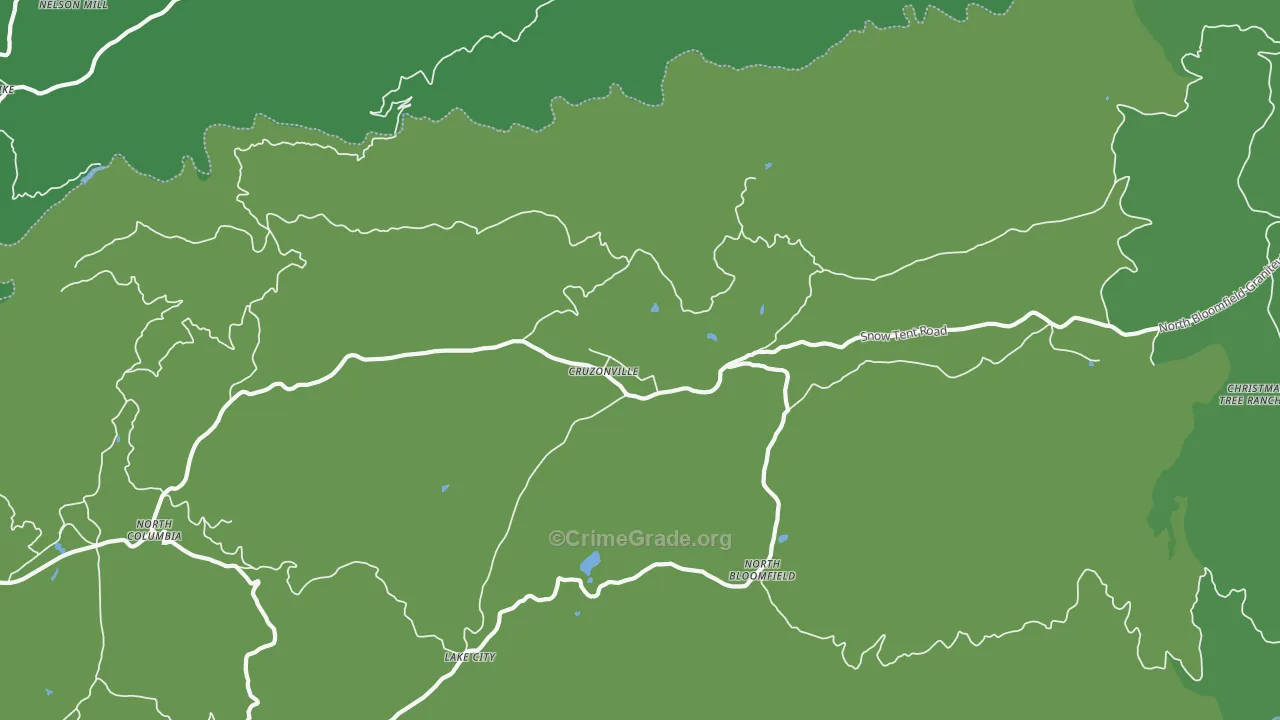 North Bloomfield, CA Map of Vehicle Theft Rates