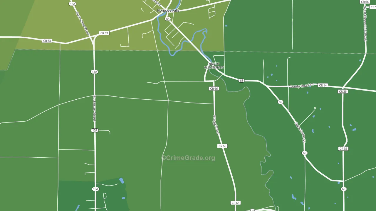 North Bloomfield, NY Map of Vehicle Theft Rates