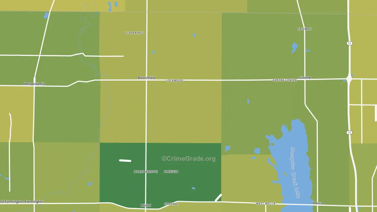 North Bloomfield, OH Map of Vehicle Theft Rates