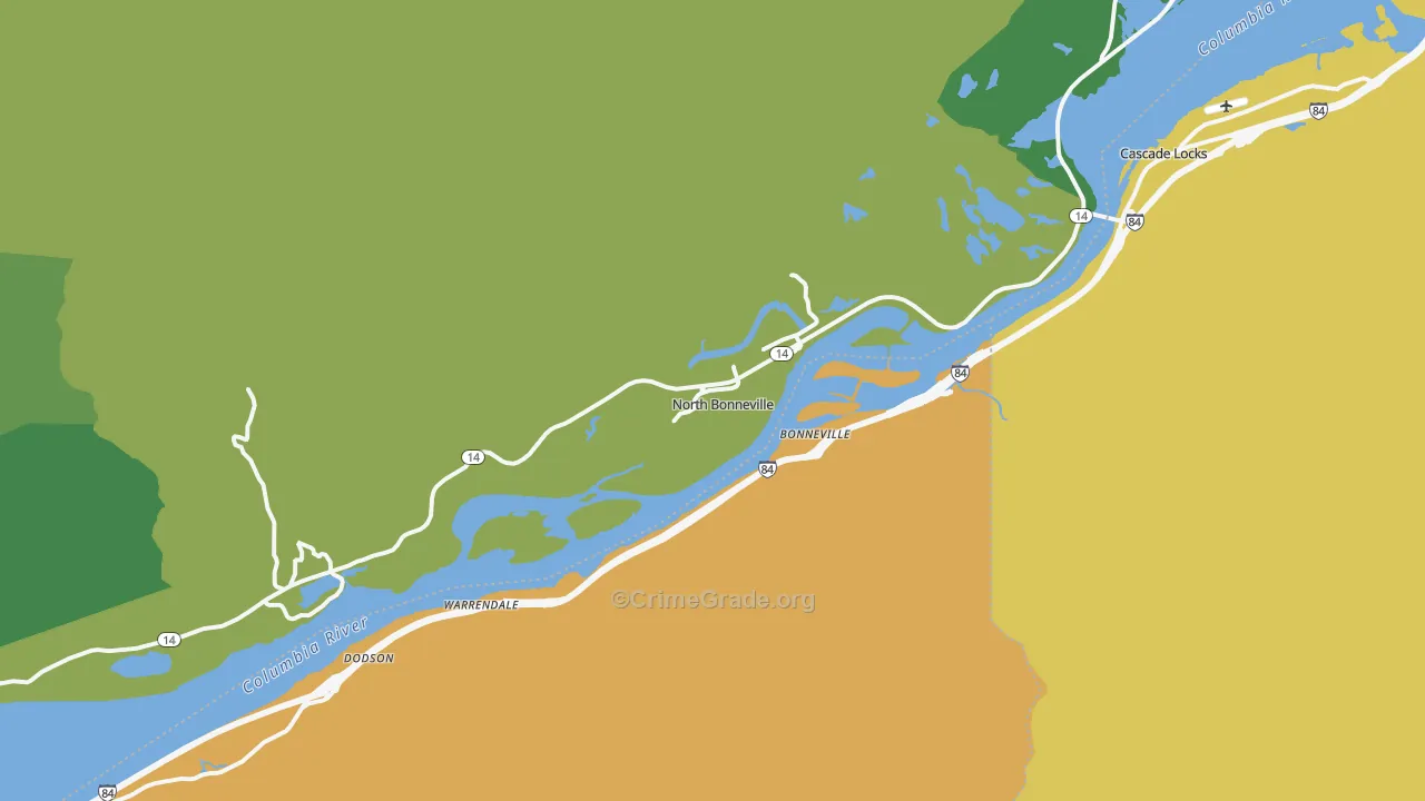 North Bonneville, WA Map of Vehicle Theft Rates