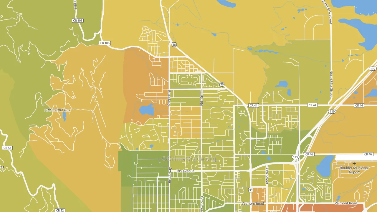 North Boulder, Boulder, CO Map of Vehicle Theft Rates