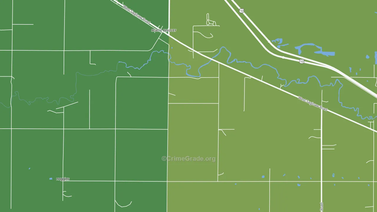 North Bradley, MI Map of Vehicle Theft Rates