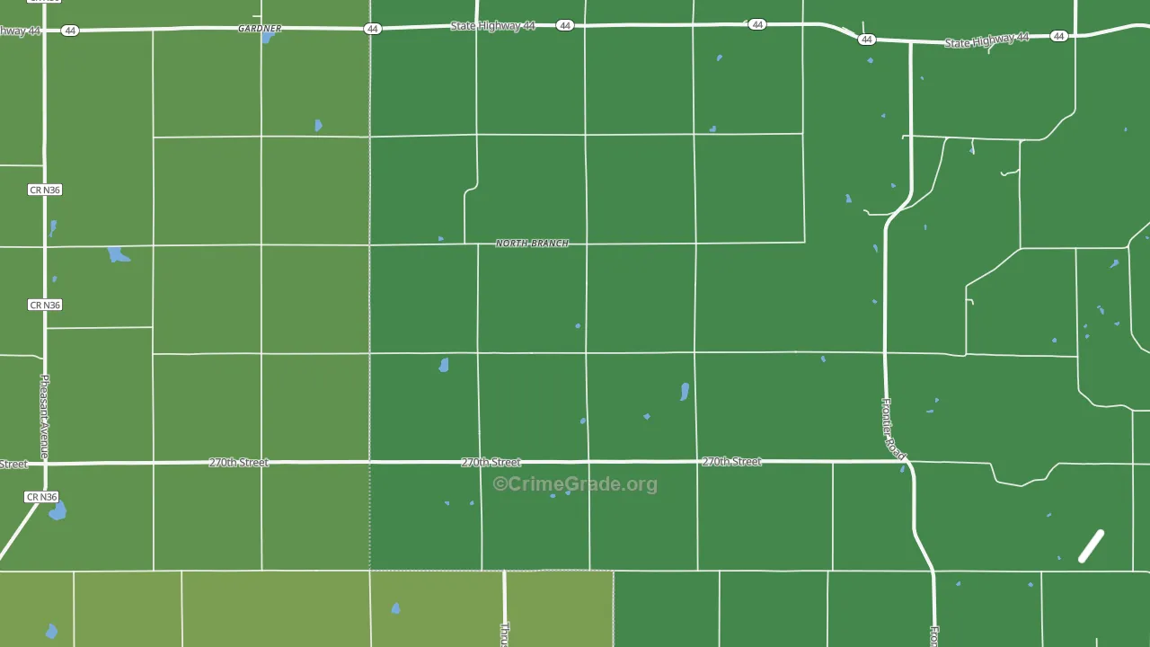 North Branch, IA Map of Vehicle Theft Rates