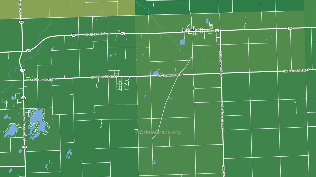North Branch, MI Map of Vehicle Theft Rates