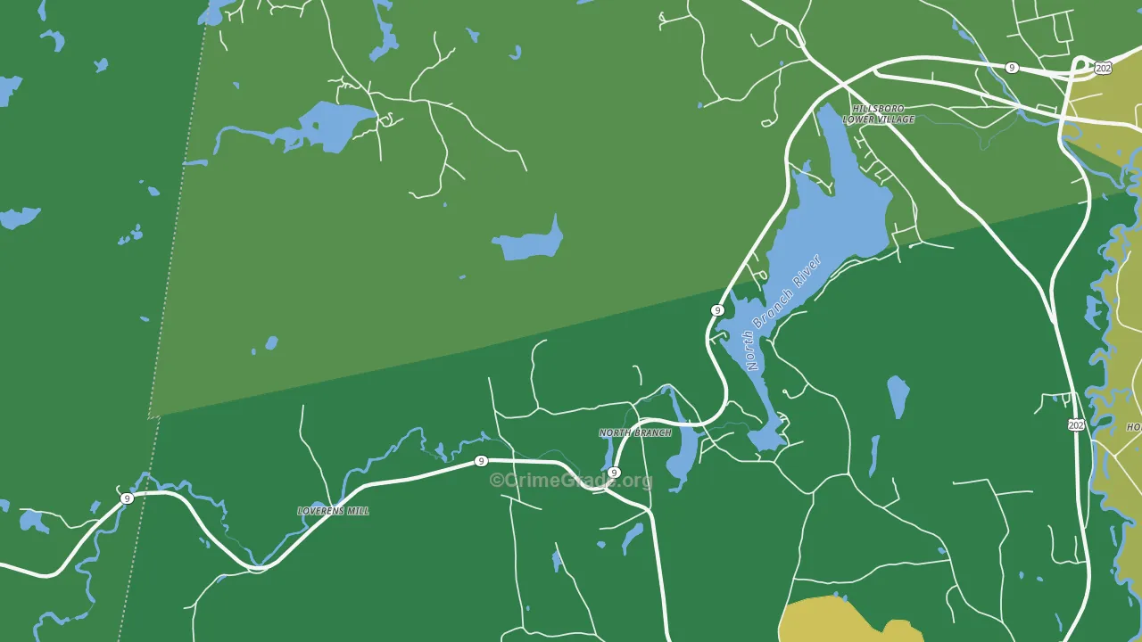 North Branch, NH Map of Vehicle Theft Rates