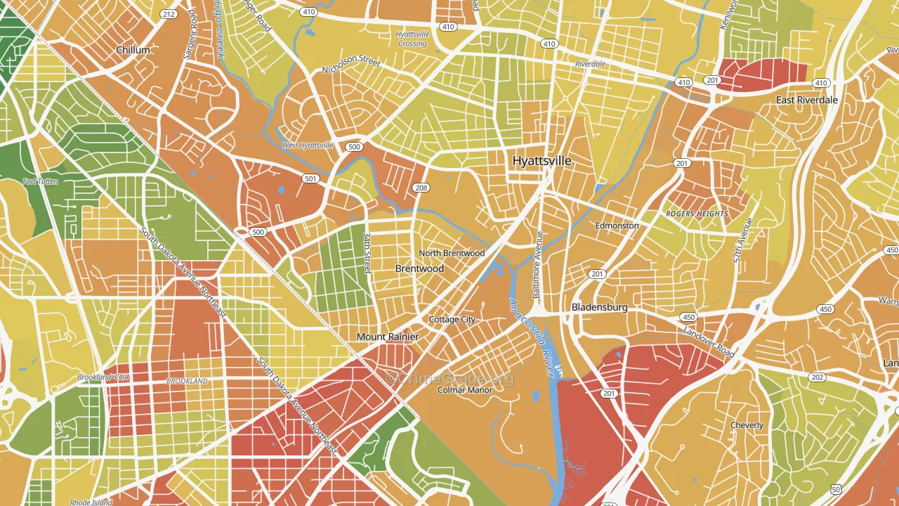 North Brentwood, MD Map of Vehicle Theft Rates