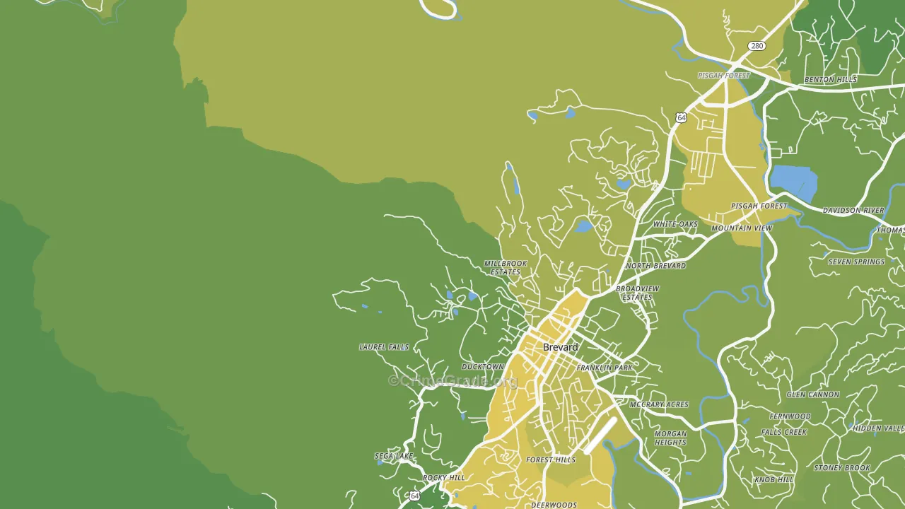 North Brevard, NC Map of Vehicle Theft Rates